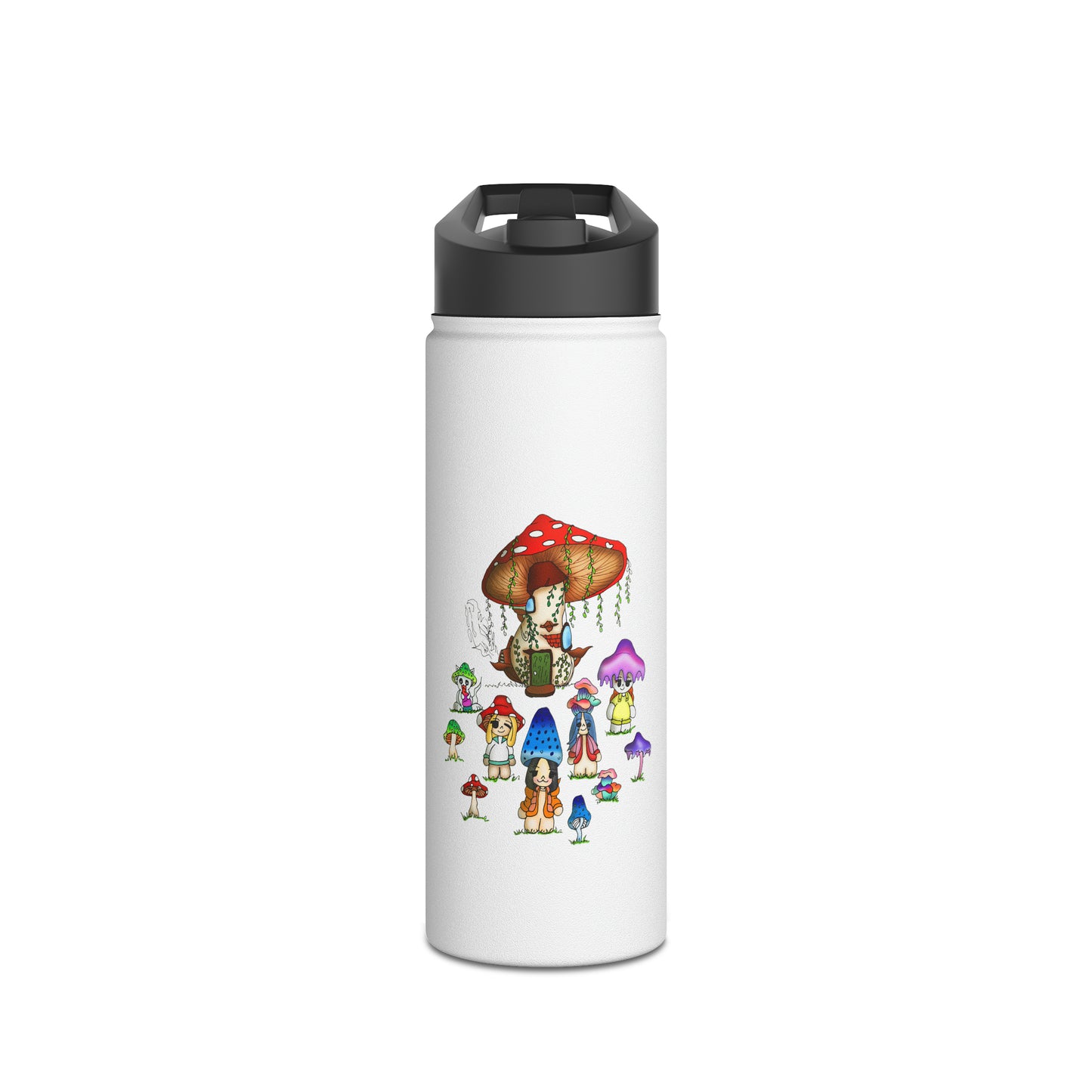 Mushroom World Stainless Steel Water Bottle, Standard Lid